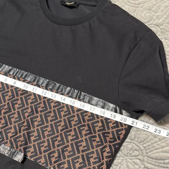 Fendi FF Mesh Panel Black T‑Shirt (Flawed Embellishment) size Large - Picture 9 of 14